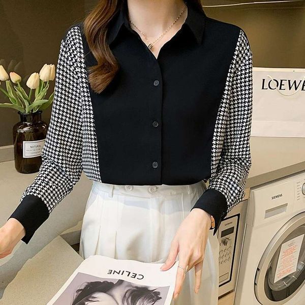spring and shirt autumn style fashion color blocking design sense small long sleeve loose skinny all match chiffon, White
spring and shirt autumn style fashion color blocking design sense small long sleeve loose skinny all match chiffon, White