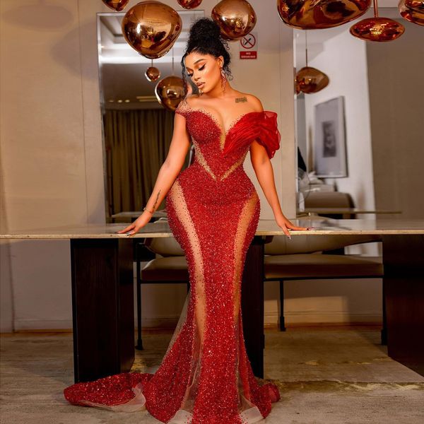sparkly sequin african mermaid evening dresses red beaded off shoulder aso ebi formal dress illusion women prom party gowns, Black;red
sparkly sequin african mermaid evening dresses red beaded off shoulder aso ebi formal dress illusion women prom party gowns, Black;red