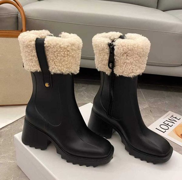 women betty pvc boots beeled fur high heels knee-high tall rain boot waterproof welly rubber soles platform shoes outdoor rainshoes fashion, Black
women betty pvc boots beeled fur high heels knee-high tall rain boot waterproof welly rubber soles platform shoes outdoor rainshoes fashion, Black