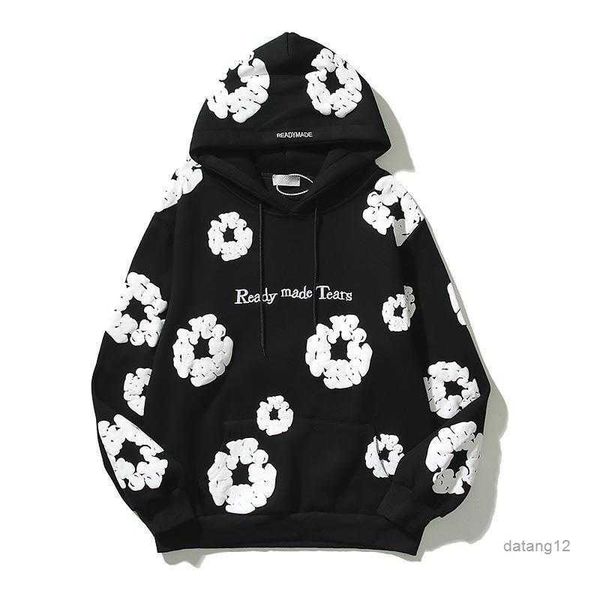 men's hoodies winter readymade foam flower co branded denim tears women puff printed distressed pullover cap embroidery white kapok tid, Black
men's hoodies winter readymade foam flower co branded denim tears women puff printed distressed pullover cap embroidery white kapok tid, Black
