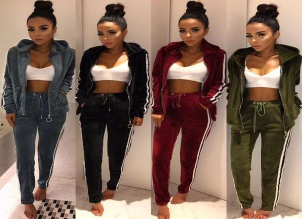 2017 new arrival womens tracksuits strip spliced velvet tracksuit winter two piece set and pants full sleeve casual set velour4233444, Gray
2017 new arrival womens tracksuits strip spliced velvet tracksuit winter two piece set and pants full sleeve casual set velour4233444, Gray