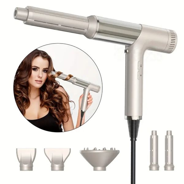 5-in-1 hair dryer powerful brushless hair dryer with curling attachment fast-drying hairdryer negative ions blow dryer air curler air stylin, Black
5-in-1 hair dryer powerful brushless hair dryer with curling attachment fast-drying hairdryer negative ions blow dryer air curler air stylin, Black