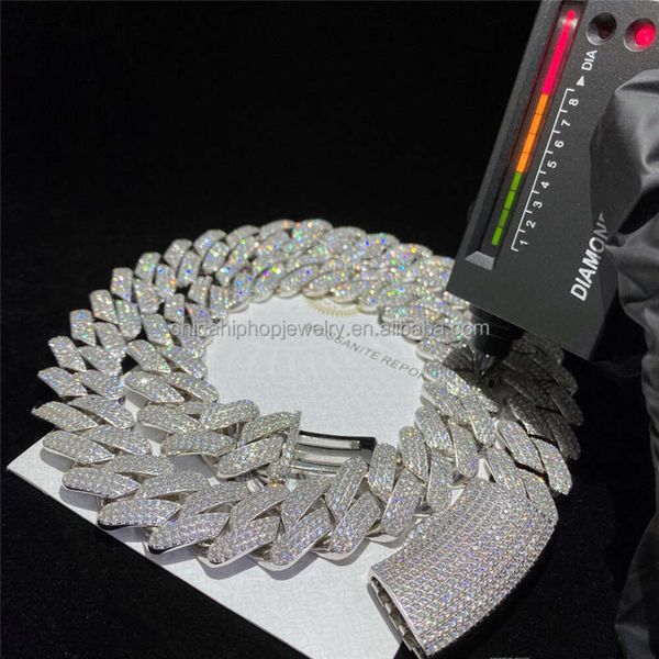 custom pass diamond tester hip hop vvs moissanite cuban link 18mm iced out 3 rows moissanie stone miami cuban chain necklace, Silver
custom pass diamond tester hip hop vvs moissanite cuban link 18mm iced out 3 rows moissanie stone miami cuban chain necklace, Silver