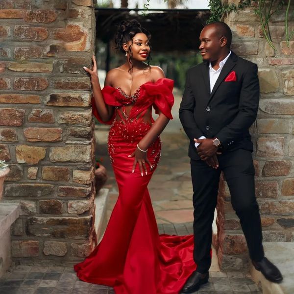 red beading mermaid prom dresses off the shoulder aso ebi evening dresses africa plus size formal gowns, Black;red
red beading mermaid prom dresses off the shoulder aso ebi evening dresses africa plus size formal gowns, Black;red