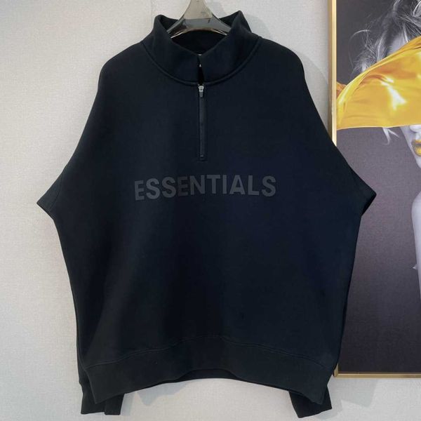 ess hoodie fog double thread essentials of wear silicone letter velvet half zip sweater, Black
ess hoodie fog double thread essentials of wear silicone letter velvet half zip sweater, Black
