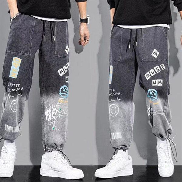men's pants autumn graffiti ankle banded jeans korean style loose casual harem men japanese fashion streetwear trousers312p, Black
men's pants autumn graffiti ankle banded jeans korean style loose casual harem men japanese fashion streetwear trousers312p, Black