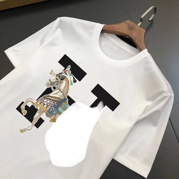 2023 summer new high-end crewneck men's half sleeve printed horse print base shirt, White;black
2023 summer new high-end crewneck men's half sleeve printed horse print base shirt, White;black