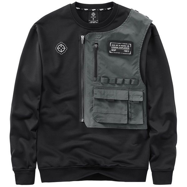 men's street style tactical hoodie - long sleeve t-shirt with round neck collar, fake two-piece design for autumn/winter, Black
men's street style tactical hoodie - long sleeve t-shirt with round neck collar, fake two-piece design for autumn/winter, Black