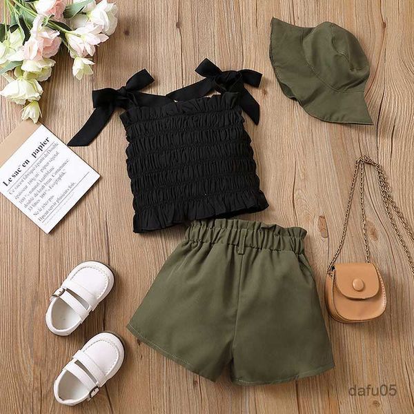 clothing sets 3pcs kids girls summer clothes solid color tie-up straps frills sleeveless shorts fisherman hat suit r230816, White
clothing sets 3pcs kids girls summer clothes solid color tie-up straps frills sleeveless shorts fisherman hat suit r230816, White
