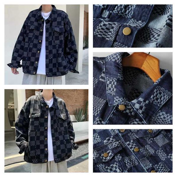 men's women couple high-quality personality jacquard denim jacket autumn winter loose checkerboard plaid tide casual, Black;brown
men's women couple high-quality personality jacquard denim jacket autumn winter loose checkerboard plaid tide casual, Black;brown
