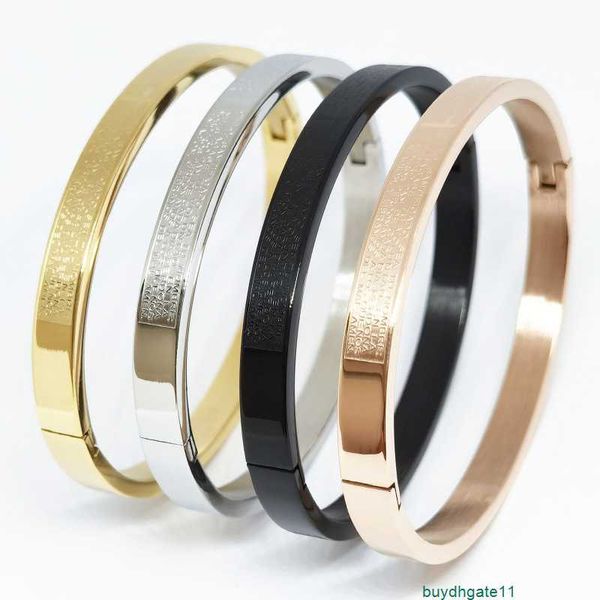 9ec0 bracelet bangle fashion engraving english men's and women's lovers' stainless steel vacuum plating, Black
9ec0 bracelet bangle fashion engraving english men's and women's lovers' stainless steel vacuum plating, Black