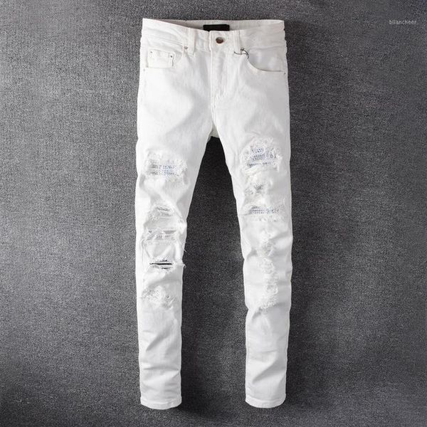 men's white crystal holes ripped jeans fashion slim skinny rhinestone stretch denim pants hole patch tight slim skinny jeans1291o, Blue
men's white crystal holes ripped jeans fashion slim skinny rhinestone stretch denim pants hole patch tight slim skinny jeans1291o, Blue