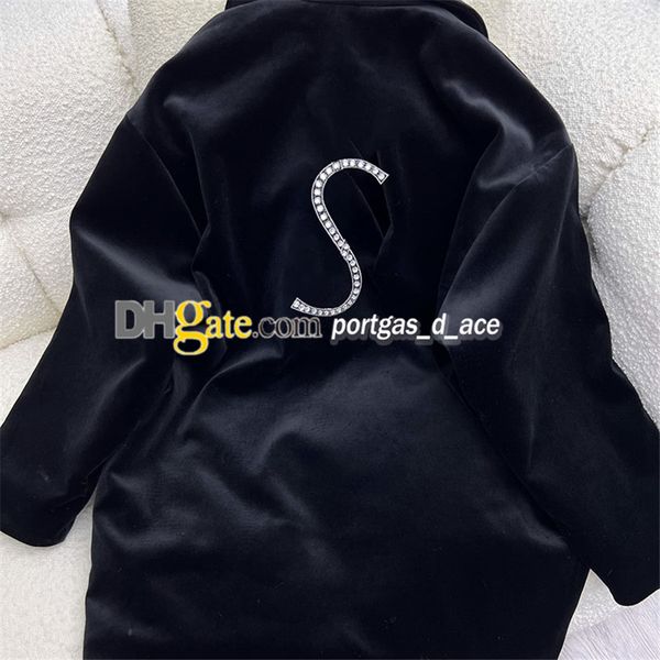 women black velour coat back rhinestone letter design woman outerwear winter spring cocoon shape coats
women black velour coat back rhinestone letter design woman outerwear winter spring cocoon shape coats