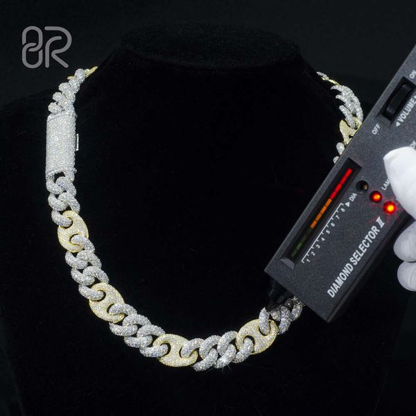 15mm 18" iced out moissanite cuban link chain necklace pass diamond test gra two tones sterling sier vvs hip hop for mens, Silver
15mm 18" iced out moissanite cuban link chain necklace pass diamond test gra two tones sterling sier vvs hip hop for mens, Silver