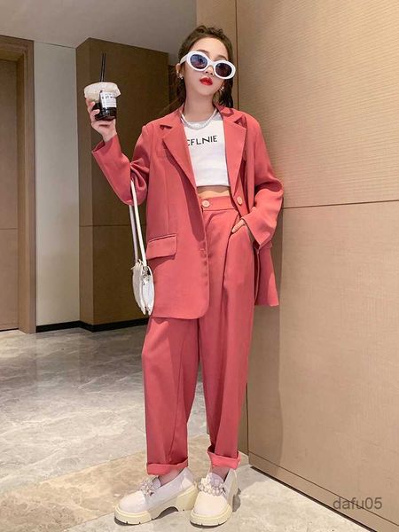 clothing sets school girls blazer set autumn rose jacket split pants pieces teen kids casual loose children clothing years r230816, White
clothing sets school girls blazer set autumn rose jacket split pants pieces teen kids casual loose children clothing years r230816, White
