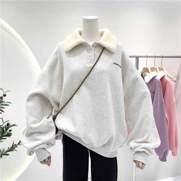 women hoodies lambswool button up pullover clothes girl pink hoodie autumn winter korean style velvet oversize sweatshirt streetwear, Black 
women hoodies lambswool button up pullover clothes girl pink hoodie autumn winter korean style velvet oversize sweatshirt streetwear, Black