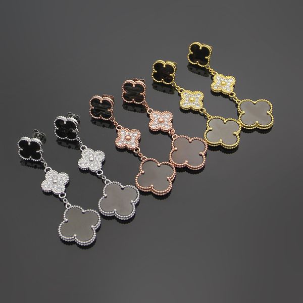 black color women luxury brand studs 3 flowers pendants design engagement couple women designer earrings wholesale, Golden;silver
black color women luxury brand studs 3 flowers pendants design engagement couple women designer earrings wholesale, Golden;silver