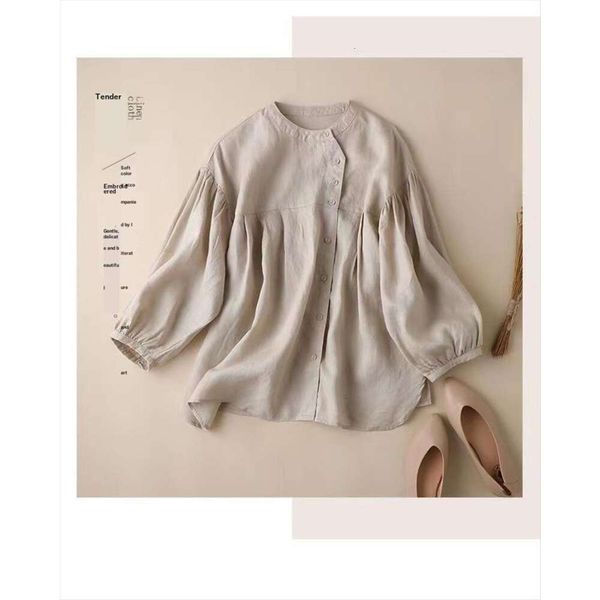 japan and shirt koreas style pure color lantern sleeves cotton linen womens loose doll stylish nine point sleeve, White
japan and shirt koreas style pure color lantern sleeves cotton linen womens loose doll stylish nine point sleeve, White