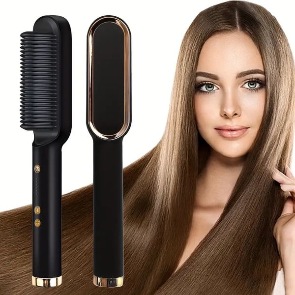 hair straightener brush multifunctional electric heat comb straightener portable hair styling comb for women, Black
hair straightener brush multifunctional electric heat comb straightener portable hair styling comb for women, Black