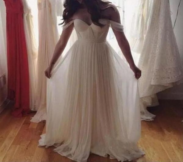 simple beach chiffon wedding dress off the shoulder sweetheart bridal gown bohemian dresses vestido de noivas with re1357376, White
simple beach chiffon wedding dress off the shoulder sweetheart bridal gown bohemian dresses vestido de noivas with re1357376, White