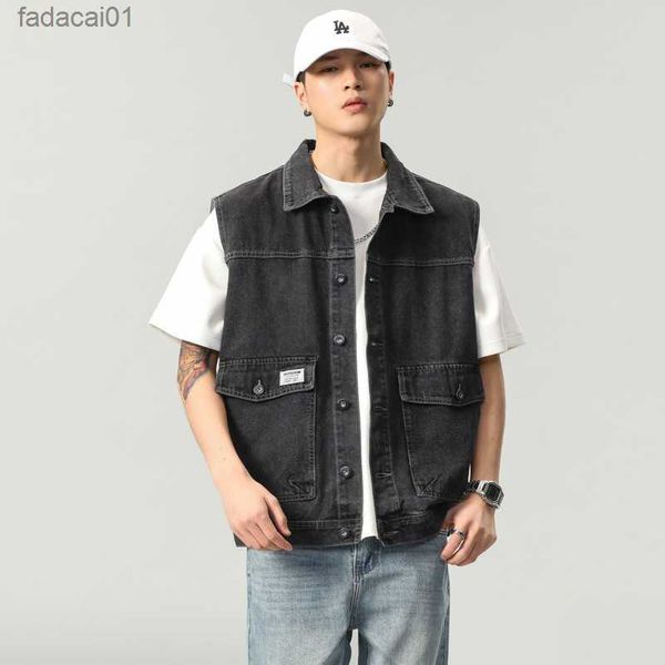 men's down parkas men's tool style large pocket denim tank 2023 new spring/summer men's fashion korean loose jeans sleeveless, Black
men's down parkas men's tool style large pocket denim tank 2023 new spring/summer men's fashion korean loose jeans sleeveless, Black