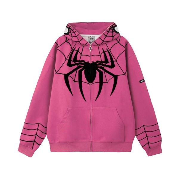 

spider man warsuit full zip hoodie eyes hollowed out and visible hooded autumn winter american street trend jacket nsal, Black