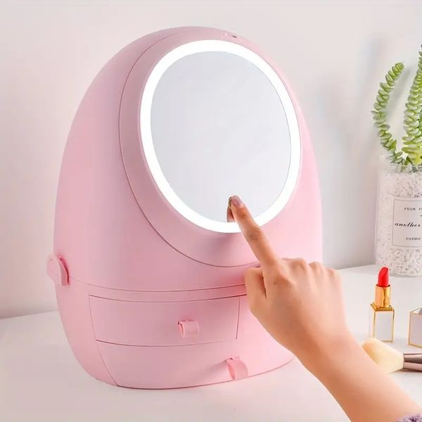 1pc cosmetics storage box with led makeup mirror, plastic dustproof skin care products deskmakeup organizer, multifunctional storage box for
1pc cosmetics storage box with led makeup mirror, plastic dustproof skin care products deskmakeup organizer, multifunctional storage box for