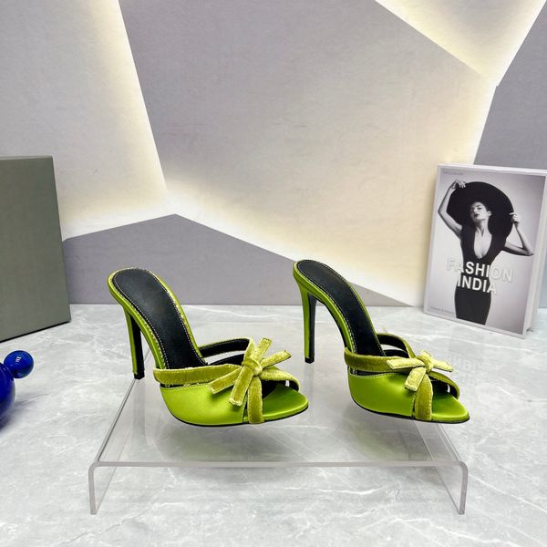silk bow slippers slide on the heel fashion slippers designer shoes women party heels factory shoes with box, Black
silk bow slippers slide on the heel fashion slippers designer shoes women party heels factory shoes with box, Black