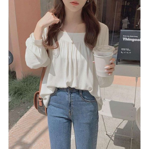 spring summer autumn style shirt long sleeve loose stain womens design chiffon, White
spring summer autumn style shirt long sleeve loose stain womens design chiffon, White