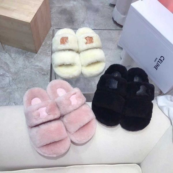 2023 warm woolen slippers women's triomphe thick soles wear versatile flip flops woolen slippers, Black
2023 warm woolen slippers women's triomphe thick soles wear versatile flip flops woolen slippers, Black