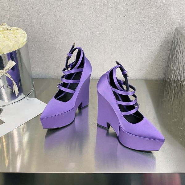 fashion pointed high heels silk high heels thick waterproof platform shoes buckle decoration star style single shoe design platform designer, Black
fashion pointed high heels silk high heels thick waterproof platform shoes buckle decoration star style single shoe design platform designer, Black