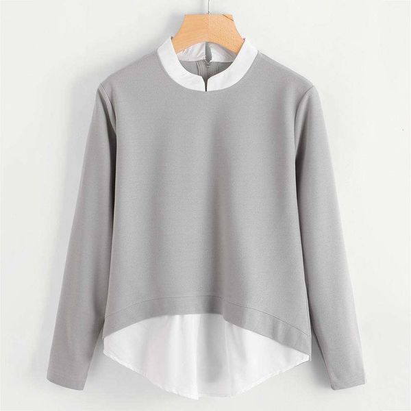 item title ol style blouses large size womens clothing fashion stitching contrast color fake two piece loose long, White
item title ol style blouses large size womens clothing fashion stitching contrast color fake two piece loose long, White