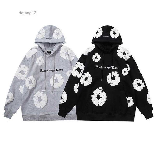 men's hoodies winter readymade foam flower co branded denim tears women puff printed distressed pullover cap embroidery white kapok tid, Black
men's hoodies winter readymade foam flower co branded denim tears women puff printed distressed pullover cap embroidery white kapok tid, Black