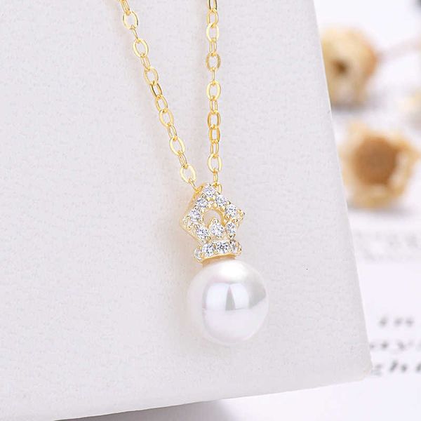 

Fashion Bvlgr jewelry brand designer women's accessories S925 Sterling Silver Simple Personality Temperament 16k Gold Crown Pearl Exquisite Elegant Necklace