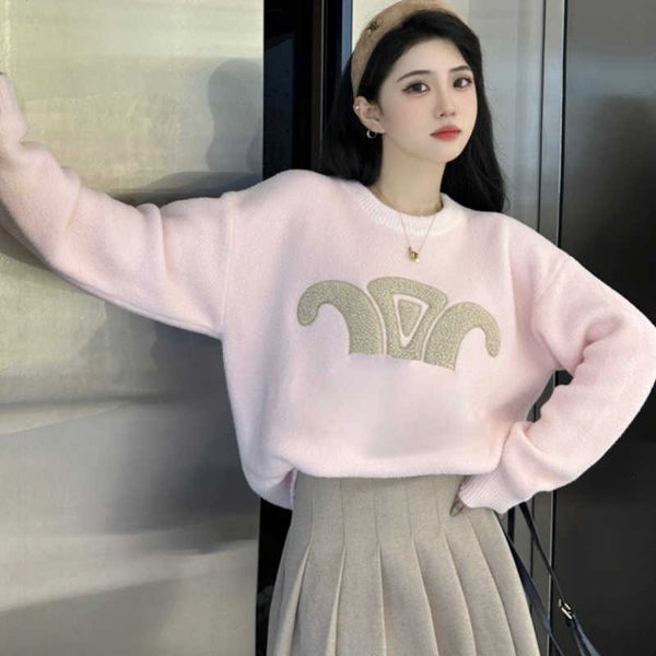 designer brand knit sweater ce towel embroidery sweatshirt pink mohair long sleeved t shirt fashion casual wool sweaters winter warm pullove, White;black
designer brand knit sweater ce towel embroidery sweatshirt pink mohair long sleeved t shirt fashion casual wool sweaters winter warm pullove, White;black
