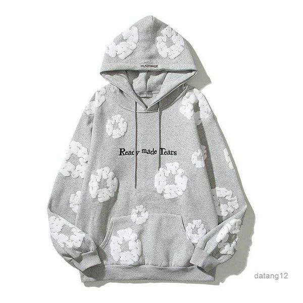 men's hoodies winter readymade foam flower co branded denim tears women puff printed distressed pullover cap embroidery white kapok tid, Black
men's hoodies winter readymade foam flower co branded denim tears women puff printed distressed pullover cap embroidery white kapok tid, Black