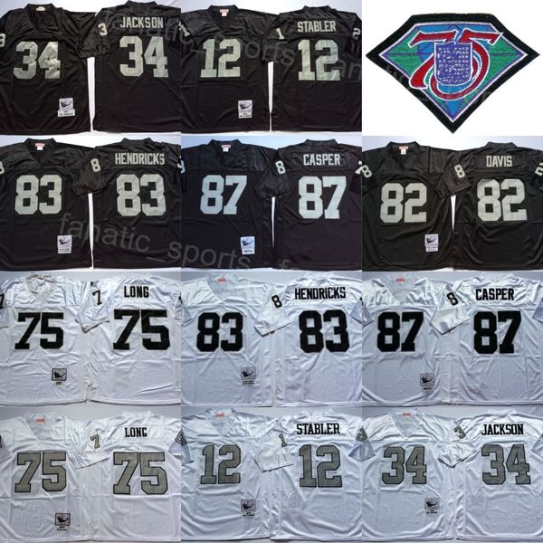 retro football vintage 75 howie long jerseys 82 ai davis 83 ted hendricks 87 dave casper 12 ken stabler 34 bo jackson 75th anniversary embro, Black
retro football vintage 75 howie long jerseys 82 ai davis 83 ted hendricks 87 dave casper 12 ken stabler 34 bo jackson 75th anniversary embro, Black