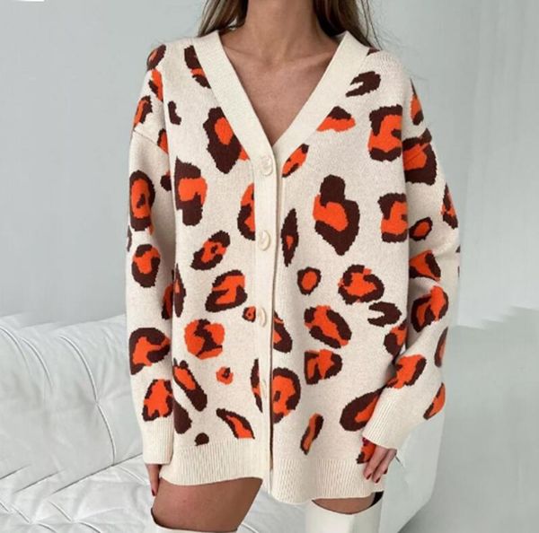 women's sweaters 2023 autumn knitted colorful leopard jacquard cardigan women's coat mid length button fashion sweater women, White;black
women's sweaters 2023 autumn knitted colorful leopard jacquard cardigan women's coat mid length button fashion sweater women, White;black