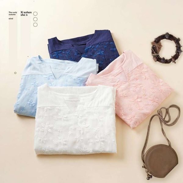 spring and summer japanese womens blouses korean clothing cotton linen lace embroidered long sleeved shirt loose, White
spring and summer japanese womens blouses korean clothing cotton linen lace embroidered long sleeved shirt loose, White