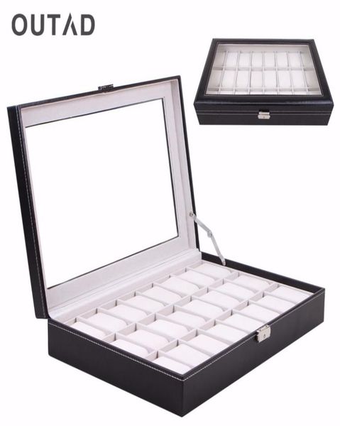 outad casket 24 grid watch box glass black leather wristwatch storage case organizer classical holder foam pillow1461235, Black;blue
outad casket 24 grid watch box glass black leather wristwatch storage case organizer classical holder foam pillow1461235, Black;blue
