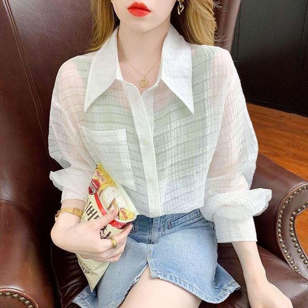 sunsunblock clothes for blouses women summer style thin plaid shirt loose cardigan beautiful western long sleeve, White
sunsunblock clothes for blouses women summer style thin plaid shirt loose cardigan beautiful western long sleeve, White