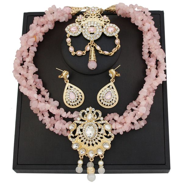 bangle sunspicems pink crystal morocco jewelry set natural stone beads choker necklace caftan brooch earring for women gold color chain 2308, Black
bangle sunspicems pink crystal morocco jewelry set natural stone beads choker necklace caftan brooch earring for women gold color chain 2308, Black