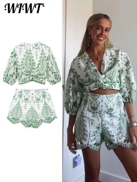 women's two piece pants embroidery puff sleeve shorts women 2 piece sets elegnat v-neck hollow out blouse female suit casual wave hem s, White
women's two piece pants embroidery puff sleeve shorts women 2 piece sets elegnat v-neck hollow out blouse female suit casual wave hem s, White