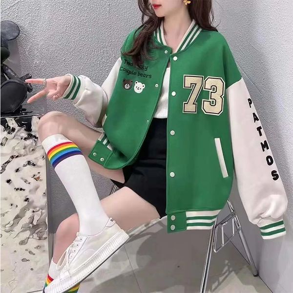 womens jackets american retro letter embroidered jacket women korean college style baseball uniform autumn casual loose streetwear jacket 23, Black;brown
womens jackets american retro letter embroidered jacket women korean college style baseball uniform autumn casual loose streetwear jacket 23, Black;brown