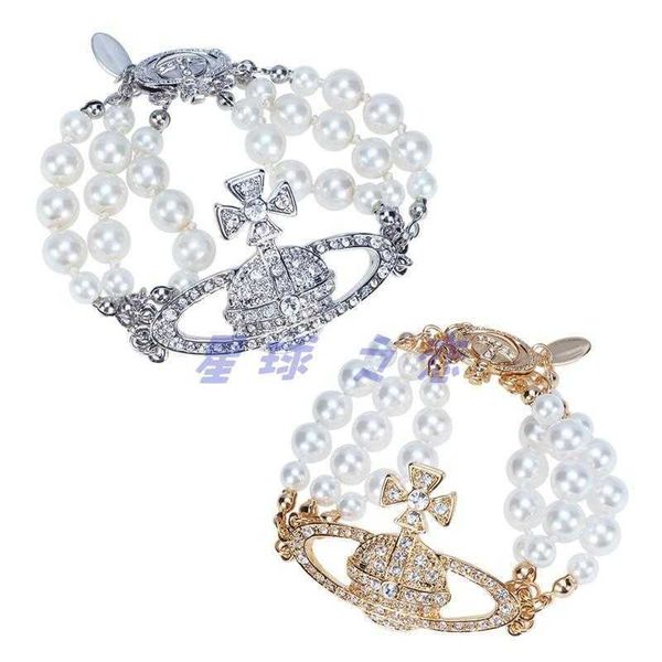 vivian bracelet empress dowager three layers of pearls full of diamonds saturn bracelet sparkling princess bride wedding item, Black 
vivian bracelet empress dowager three layers of pearls full of diamonds saturn bracelet sparkling princess bride wedding item, Black