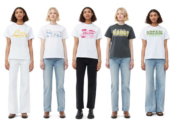 23ss women designer t shirt gannis summer cotton tee new round neck short sleeve versatile letter printing casual fashion trend short sleeve, White
23ss women designer t shirt gannis summer cotton tee new round neck short sleeve versatile letter printing casual fashion trend short sleeve, White