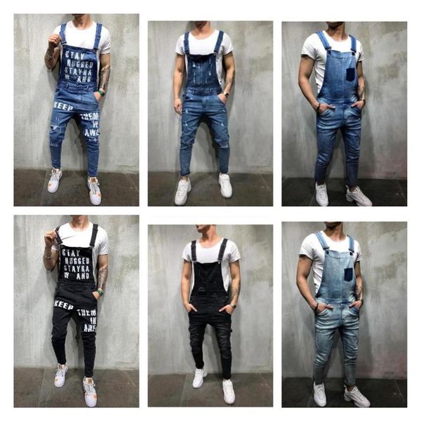 men's ripped jeans jumpsuits streetwear distressed denim overalls for man suspender pants size s-xxxl salopette uomo251e, Blue
men's ripped jeans jumpsuits streetwear distressed denim overalls for man suspender pants size s-xxxl salopette uomo251e, Blue