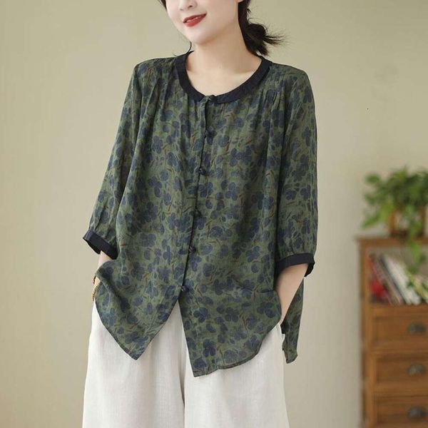 ramie floral shirts blouse for womens art light and thin loose casual commuting skinny fashioned, White
ramie floral shirts blouse for womens art light and thin loose casual commuting skinny fashioned, White