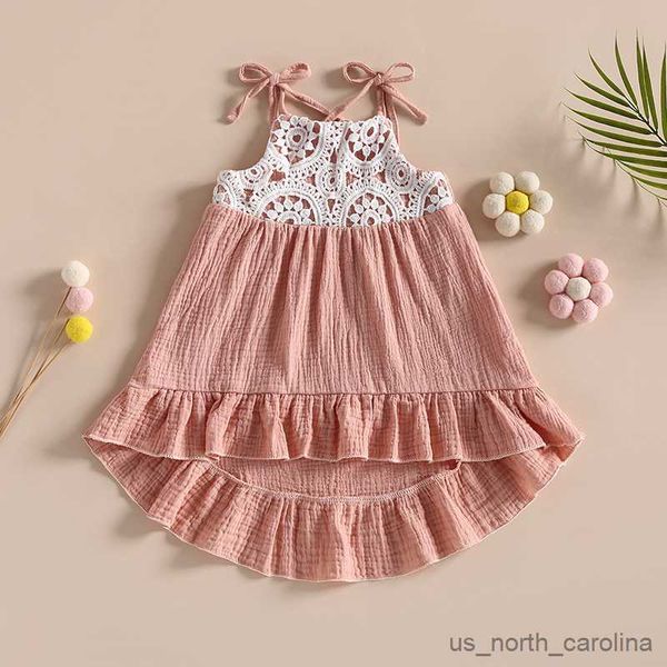 girl's dresses 1-5y lovely girls summer dress sleeveless strap flowers patchwork ruffles a-line sundress r230816, Red;yellow