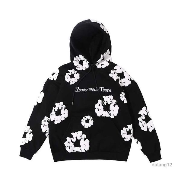 men's hoodies winter readymade foam flower co branded denim tears women puff printed distressed pullover cap embroidery white kapok tid, Black
men's hoodies winter readymade foam flower co branded denim tears women puff printed distressed pullover cap embroidery white kapok tid, Black
